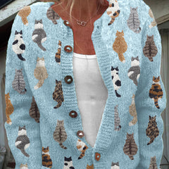 Charlotte Cozy Cat Print Cardigan - Nora & Rose Maine, view 3