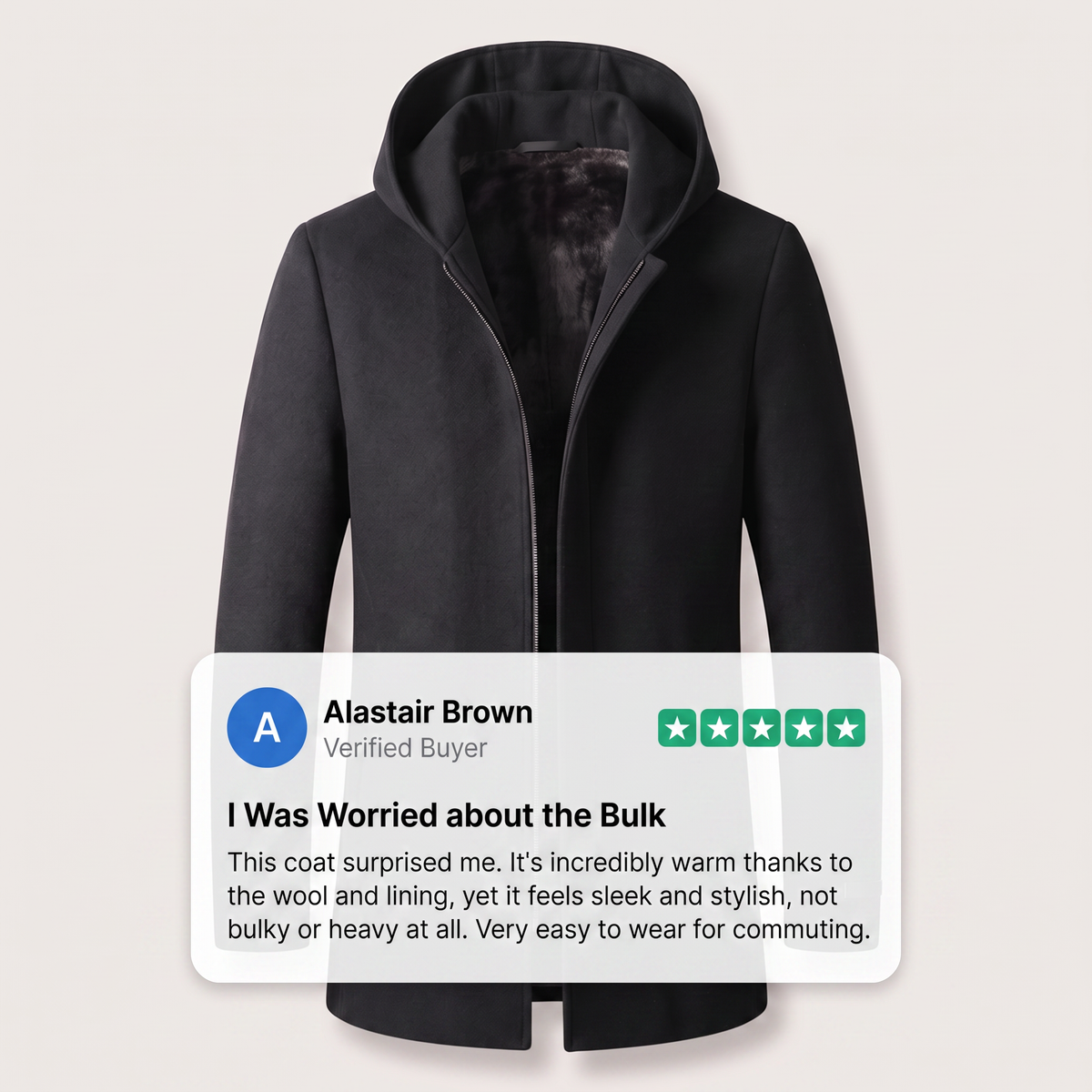 100% | Woolen Hooded Coat