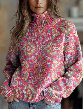 Isla Retro Floral Turtleneck - Nora & Rose Maine