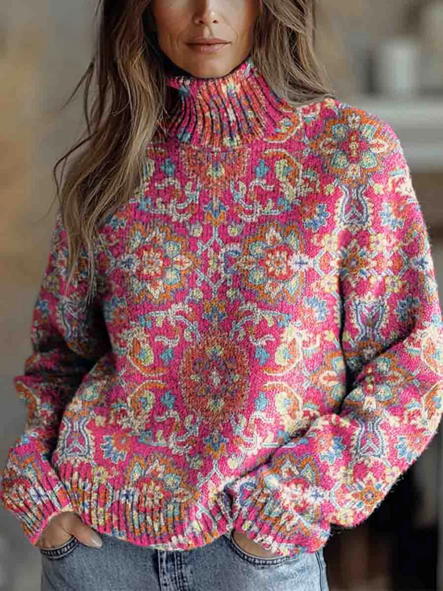 Isla Retro Floral Turtleneck - Nora & Rose Maine