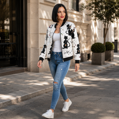 Casual Floral Print Bomber Jacket - Nora & Rose Maine, view 5
