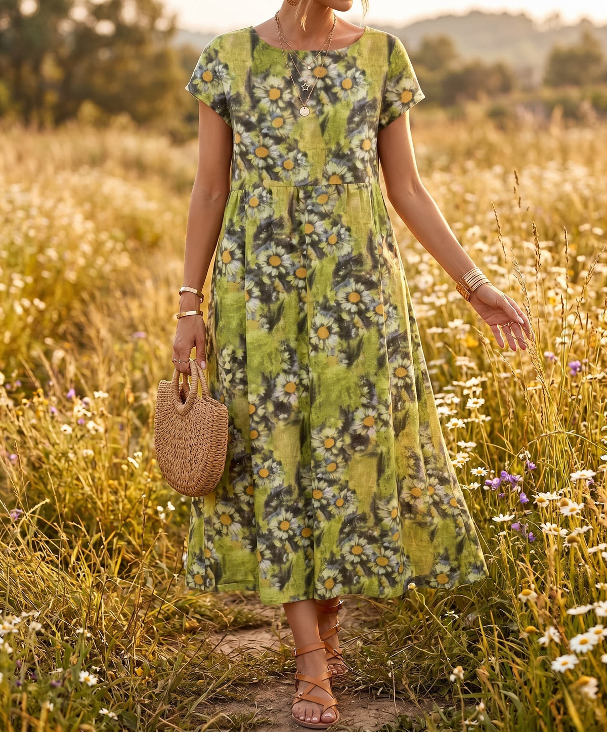 Aurelia™ — Timeless Grace Floral Midi Dress
