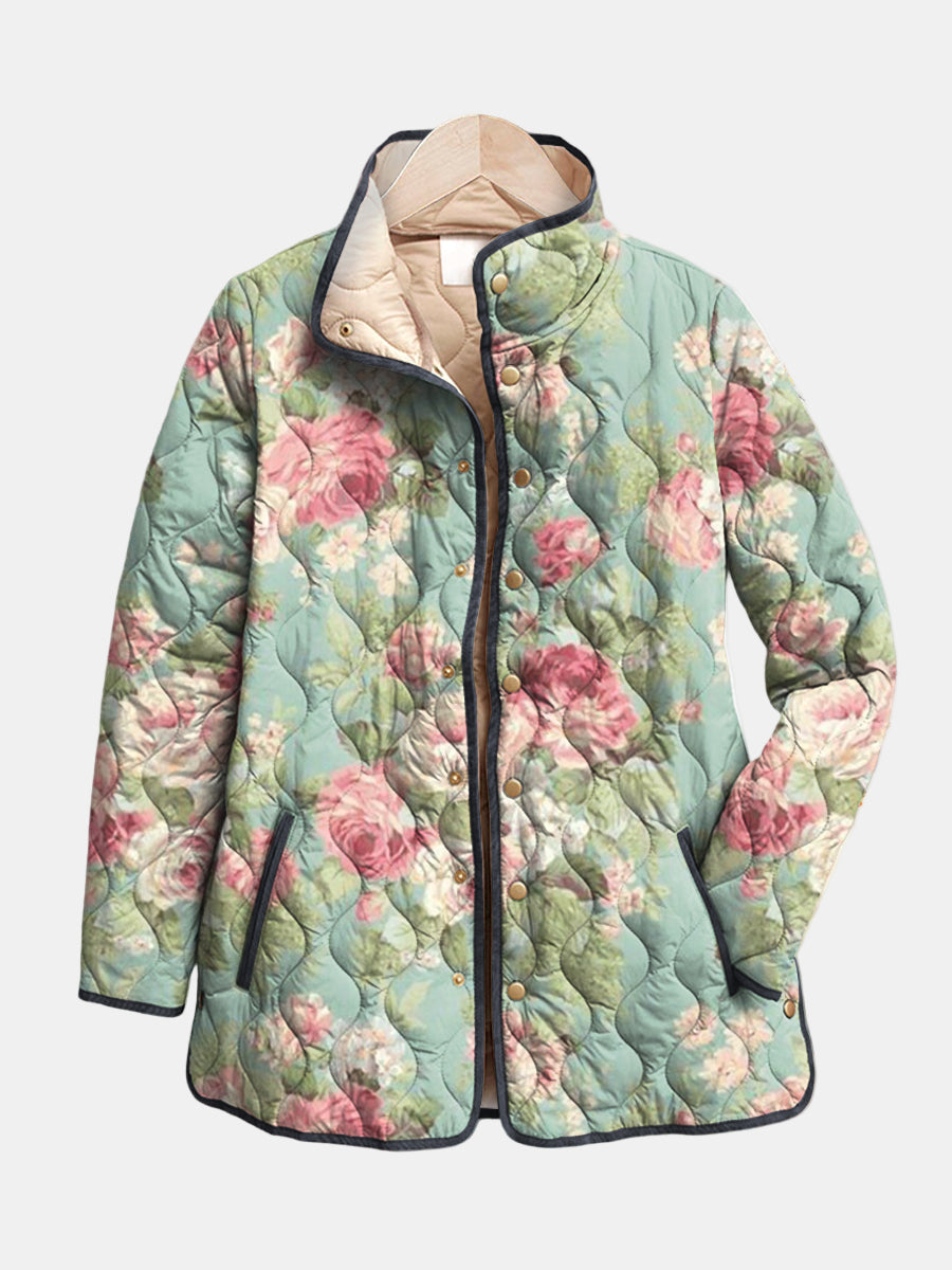 Carys Retro Floral Patterned Quilted Jacket - Nora & Rose Maine