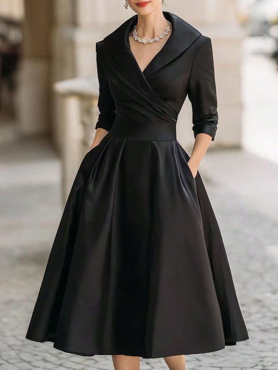 Vivienne | Wrap Shawl Collar Midi Dress