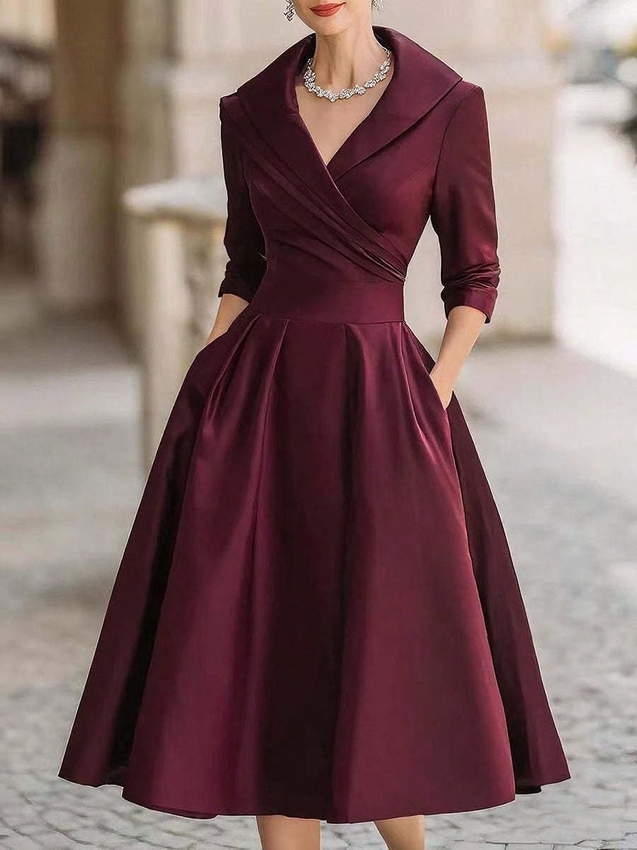 Vivienne | Wrap Shawl Collar Midi Dress