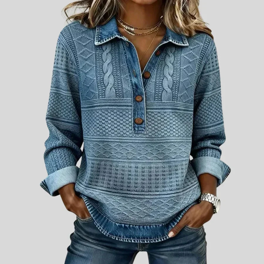 Azalea - Vintage Cable Knit Collared Jumper - Nora & Rose Maine