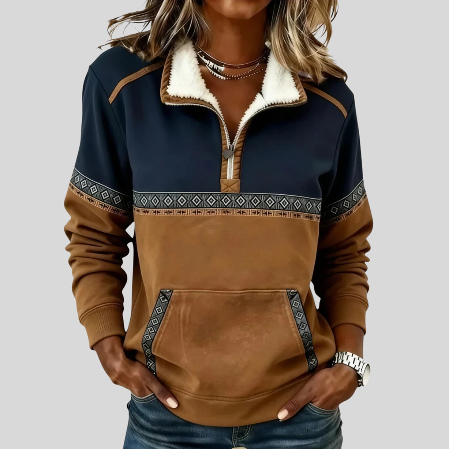 Ismay Sherpa Collar Half-Zip Pullover - Nora & Rose Maine