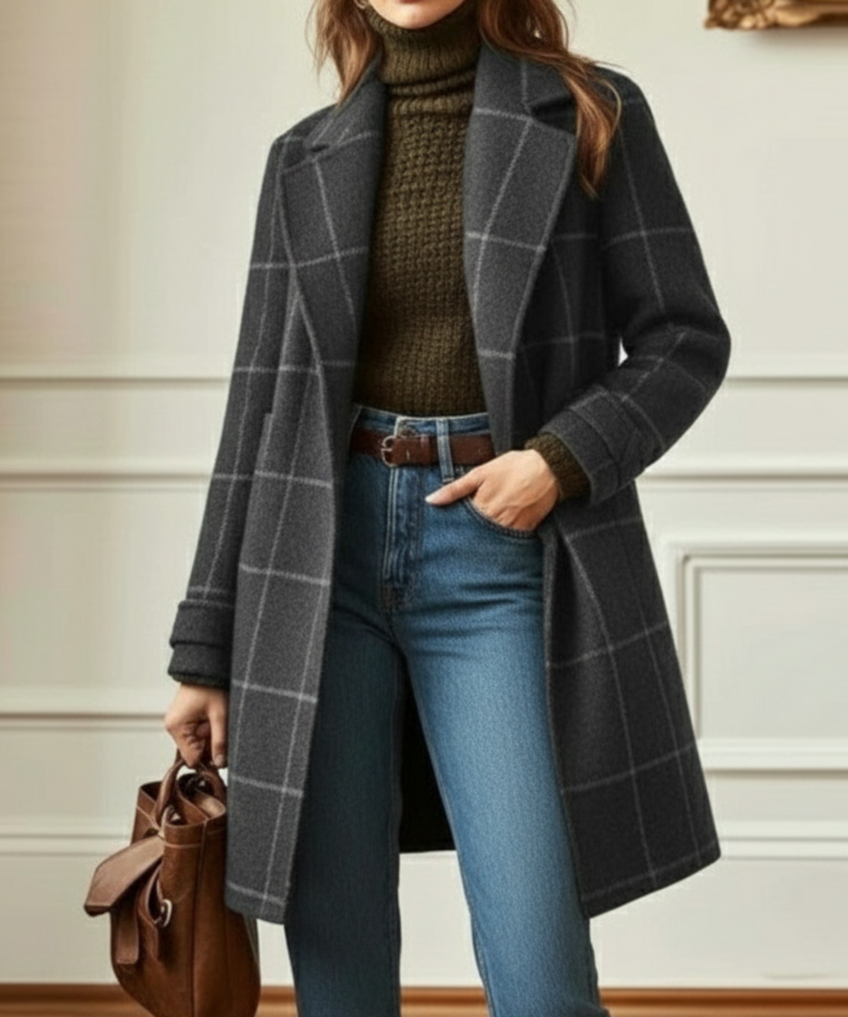 Jennifer Knit Check Coat - Nora & Rose Maine, view 3