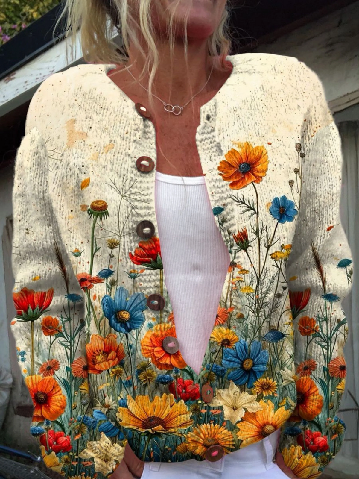 Tansy Vintage Floral Print Cardigan Sweater - Nora & Rose Maine