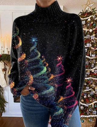 Olivia Glitter Christmas Tree Turtleneck - Nora & Rose Maine