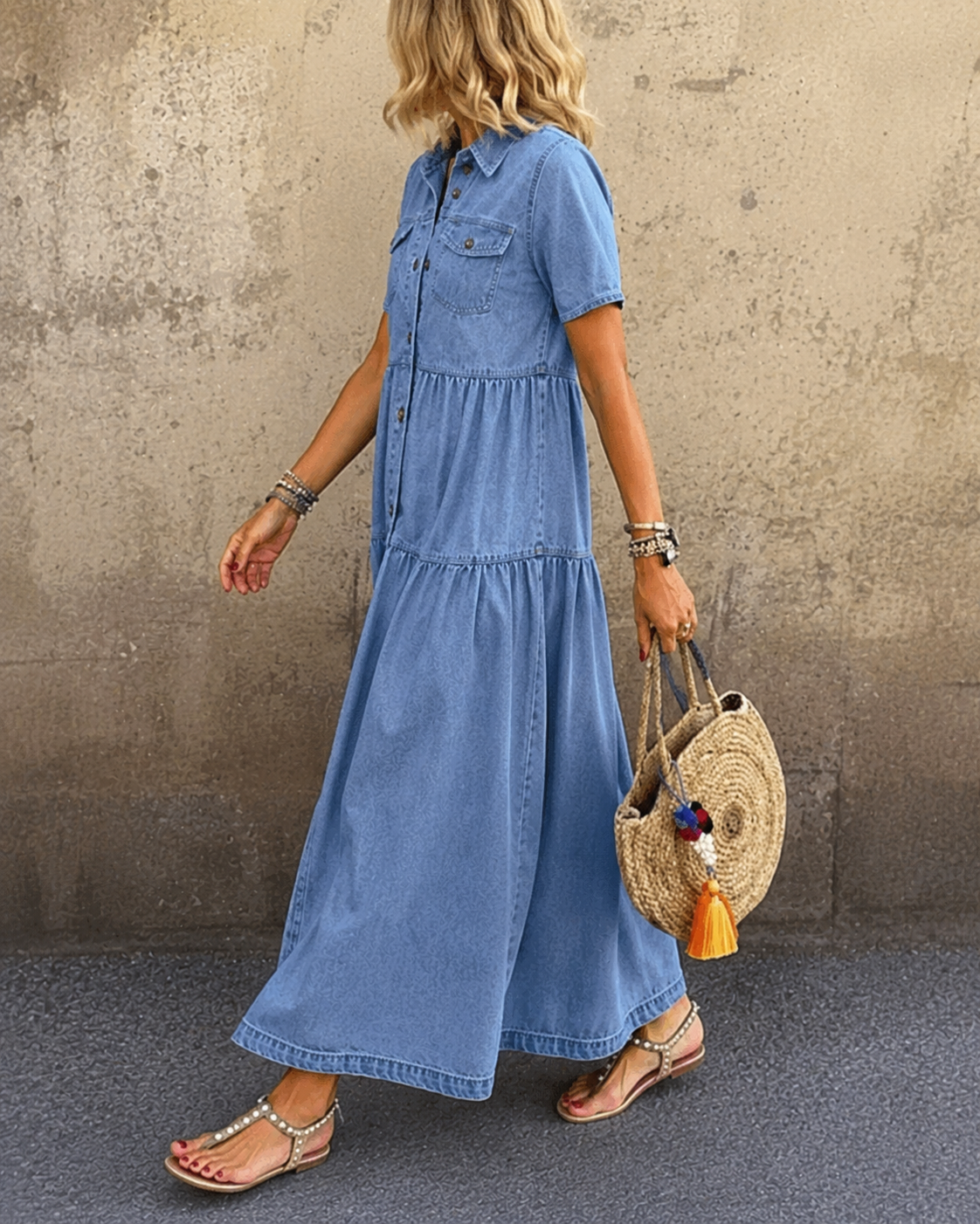 Grace | Belly-Covering Midi Dress with Buttons
