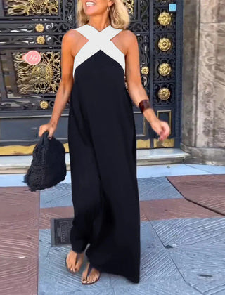 Black with white shoulder strap