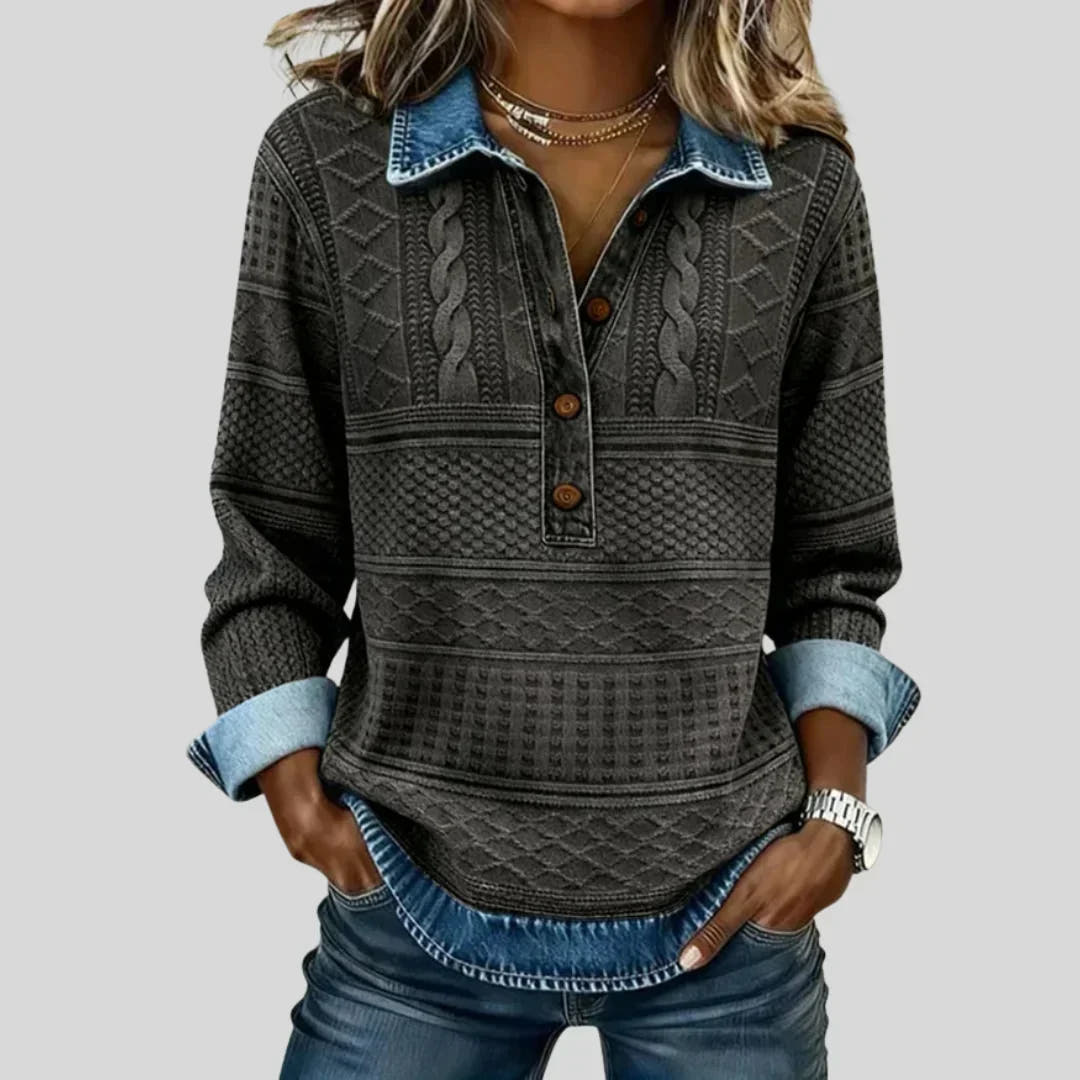 Azalea - Vintage Cable Knit Collared Jumper - Nora & Rose Maine, view 2