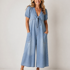 ROWANVALE TIE-FRONT DENIM JUMPSUIT - Nora & Rose Maine, view 5