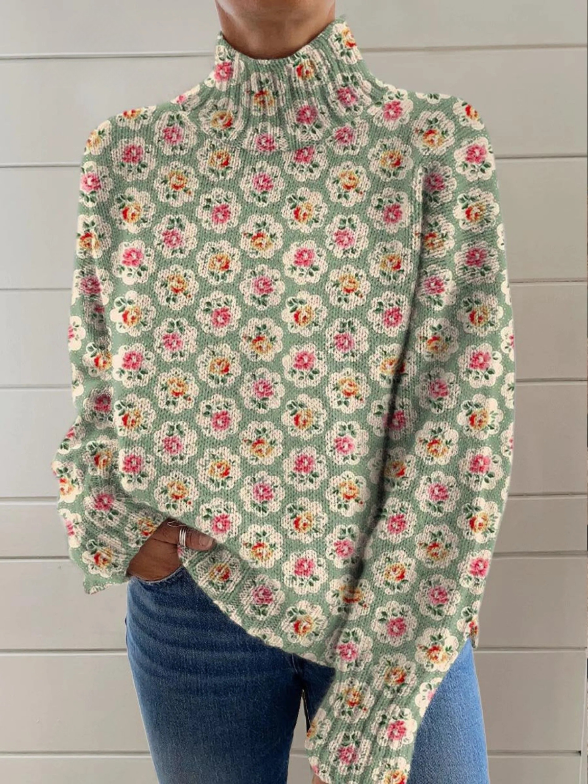 Chloe Lovely Floral Turtleneck - Nora & Rose Maine