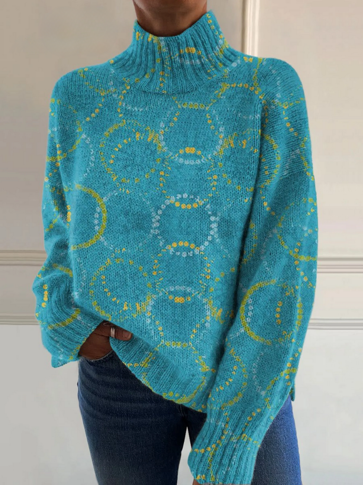 Sophie Circle Art Print Turtleneck - Nora & Rose Maine