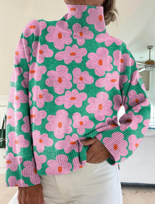 Hannah Floral Knit Turtleneck - Nora & Rose Maine