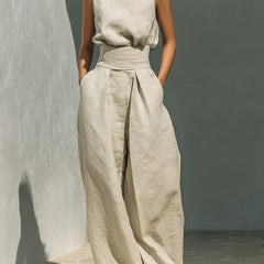 Flor Minimalist set of tank top and wide-leg pants in Soft Woven and Lightweight Woven for women - Nora & Rose Maine