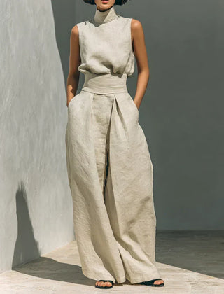 Flor Minimalist set of tank top and wide-leg pants in Soft Woven and Lightweight Woven for women - Nora & Rose Maine