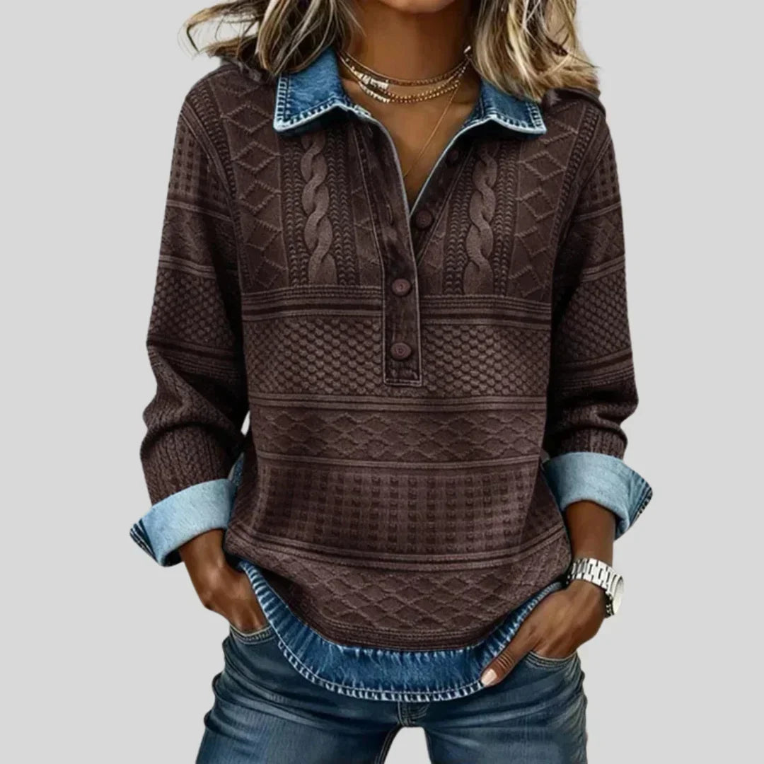 Azalea - Vintage Cable Knit Collared Jumper - Nora & Rose Maine, view 3