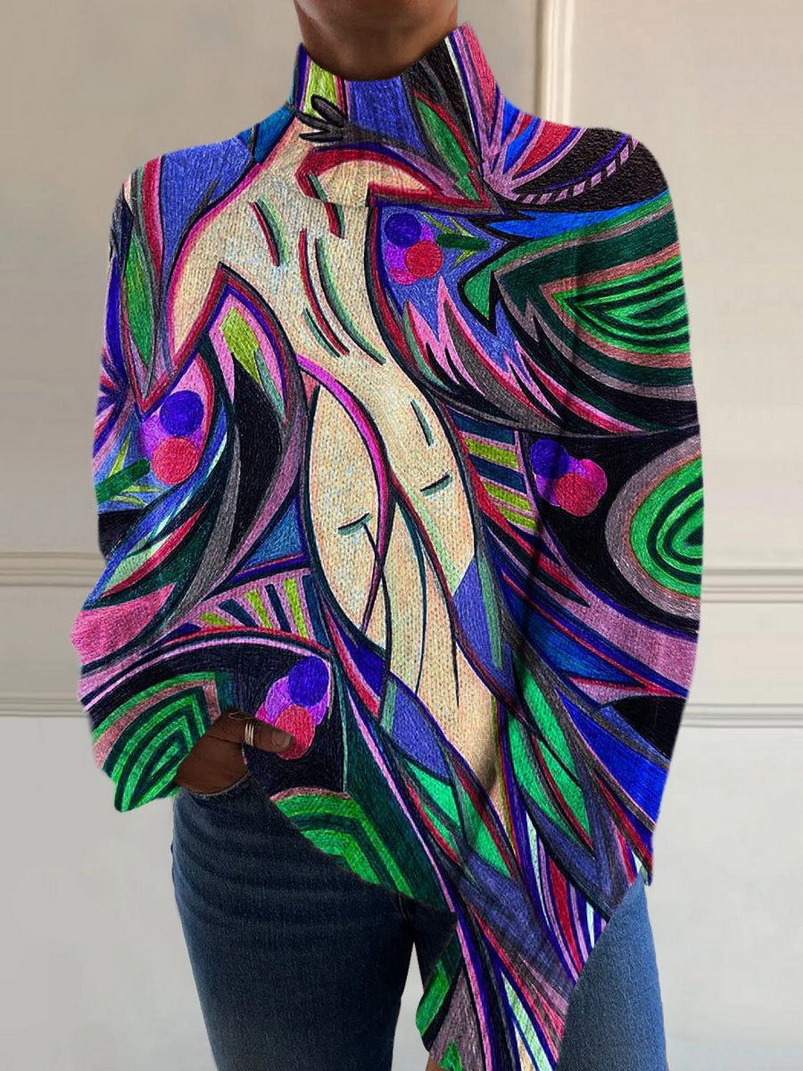 Evie Retro Abstract Turtleneck - Nora & Rose Maine