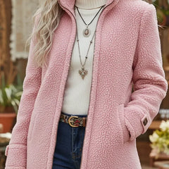 Carissa - Full-Zip Lambswool-Feel Stand Collar Jacket - Nora & Rose Maine