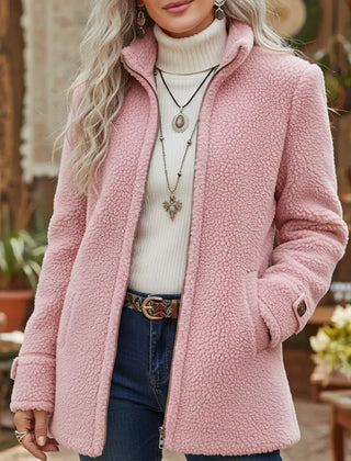 Carissa - Full-Zip Lambswool-Feel Stand Collar Jacket - Nora & Rose Maine