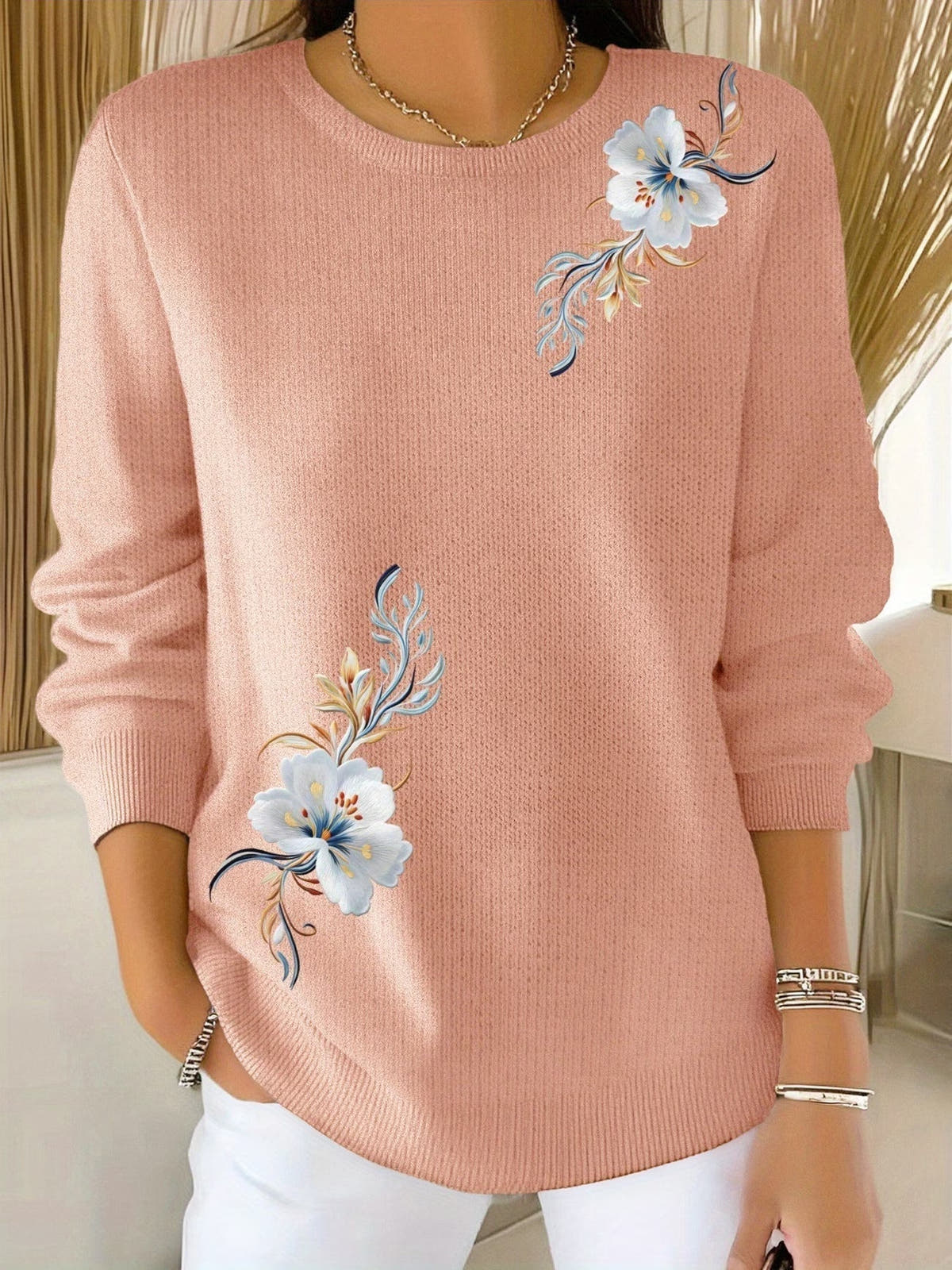Meyla Floral Long Sleeve Sweater - Nora & Rose Maine