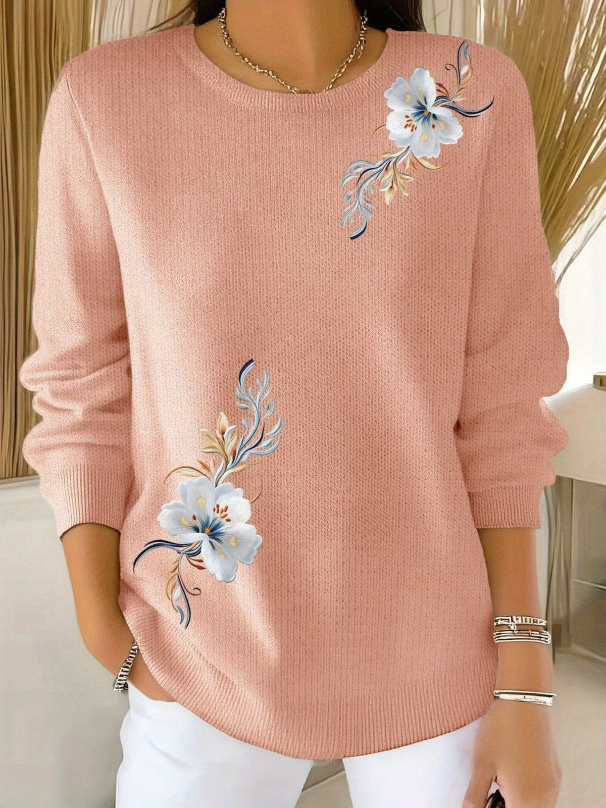 Meyla Floral Long Sleeve Sweater - Nora & Rose Maine