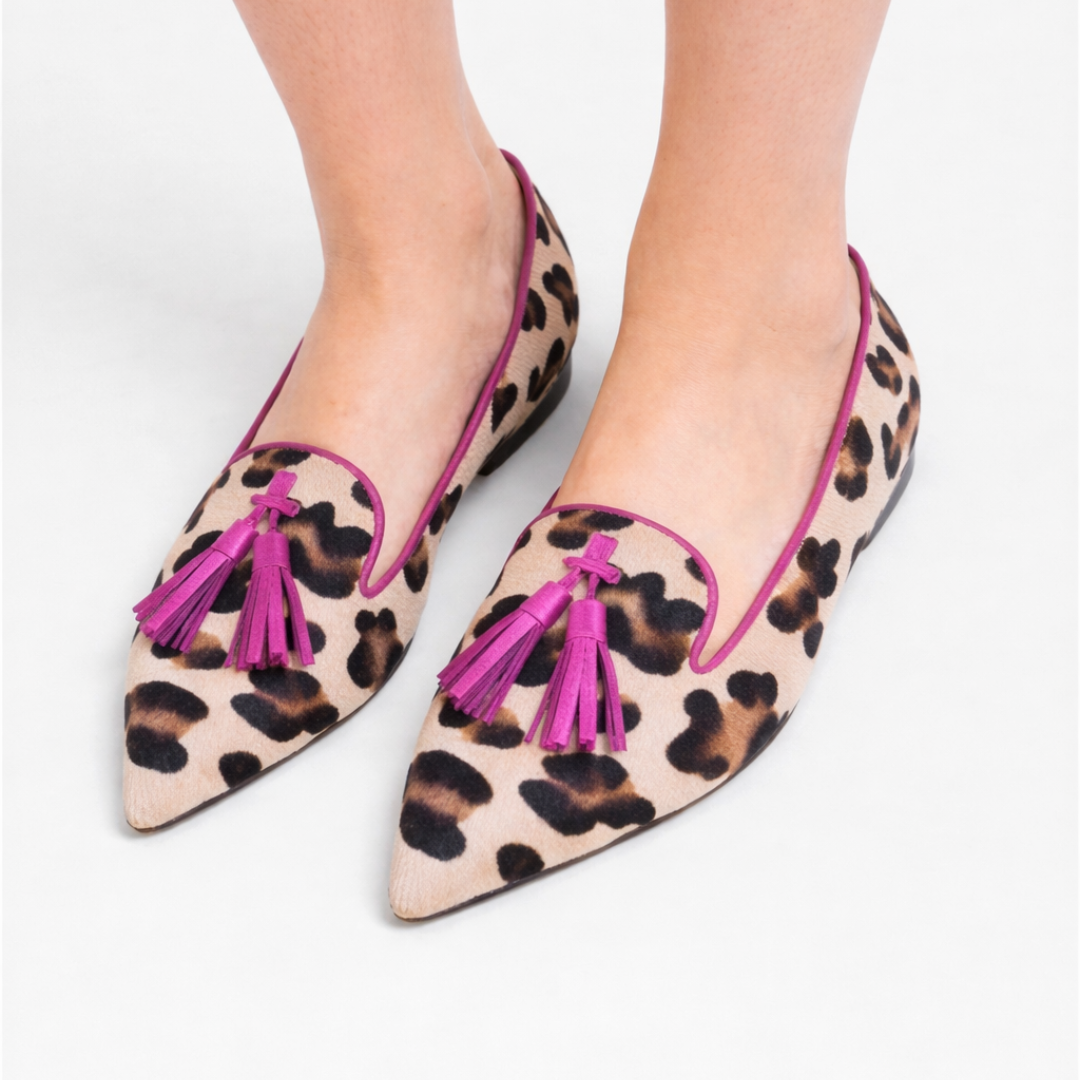Pink Tassel Leopard Loafer