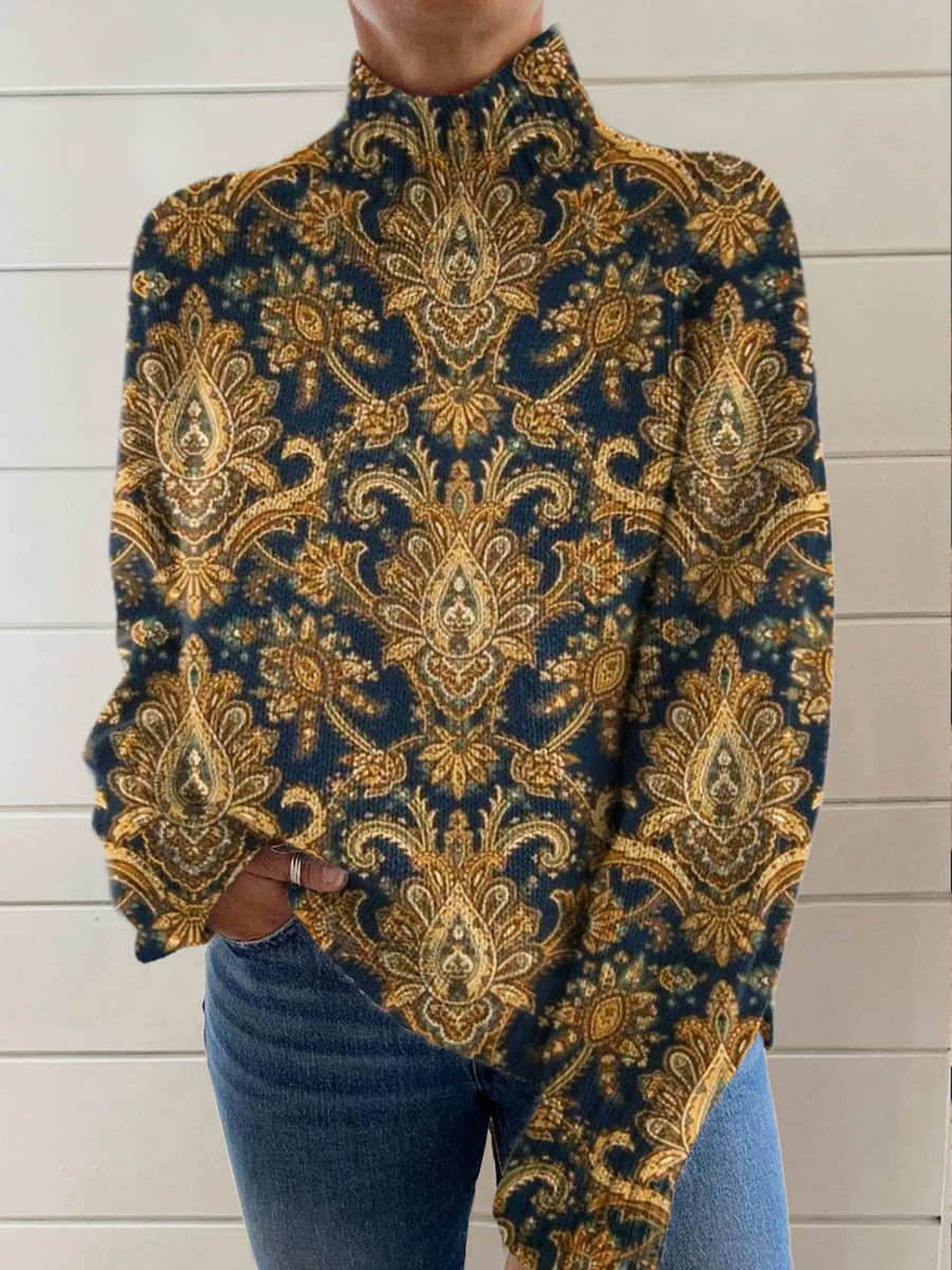 Scarlett Vintage Floral Art Turtleneck - Nora & Rose Maine