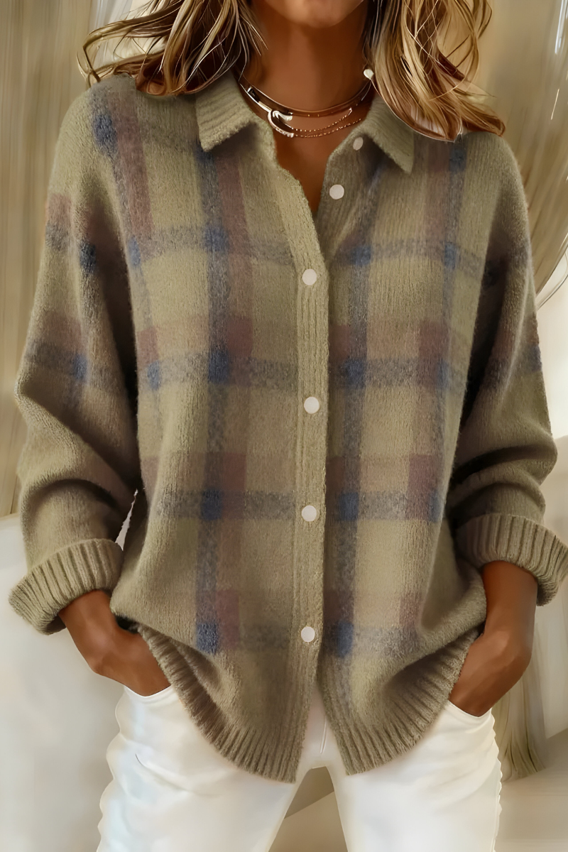 ANNA PLAID KNIT CARDIGAN - Nora & Rose Maine, view 2