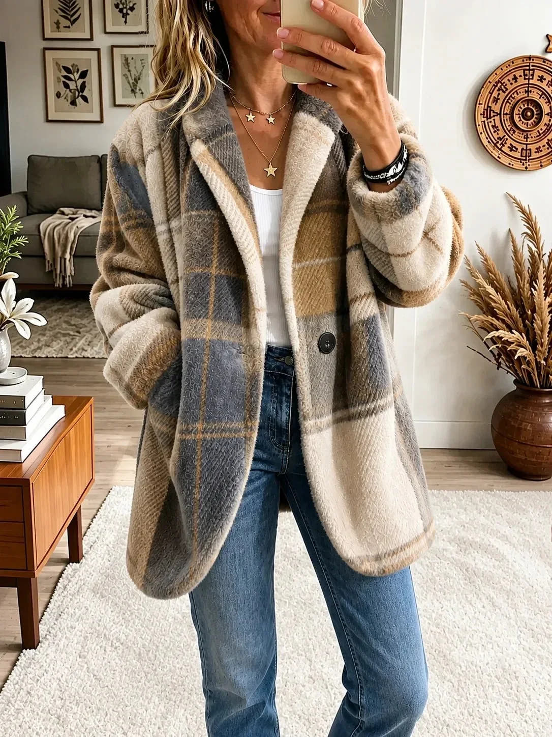 Joanne Cozy Multi-Color Plaid Coat - Nora & Rose Maine, view 6