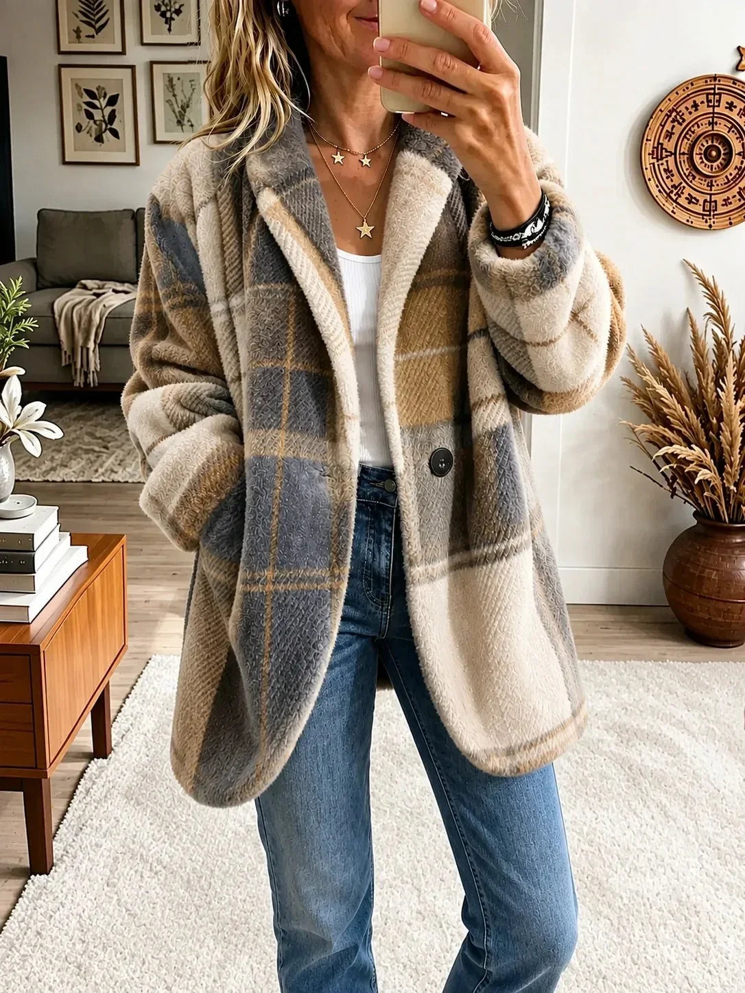 Joanne Cozy Multi-Color Plaid Coat - Nora & Rose Maine, view 6