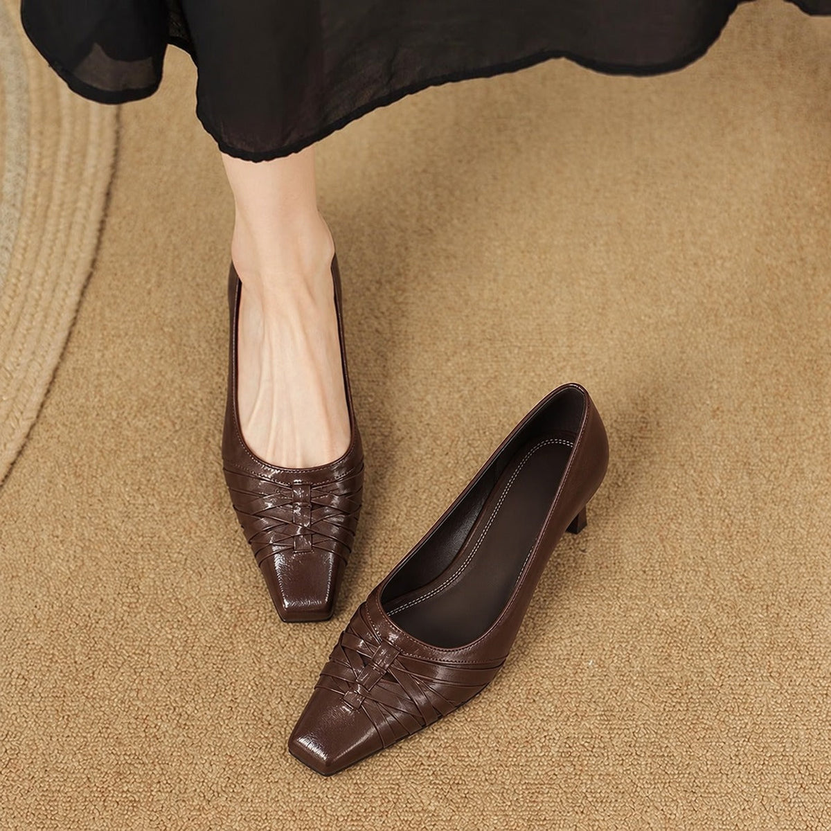 Quenby | Pointed Lattice-Cut Mary Jane Flat