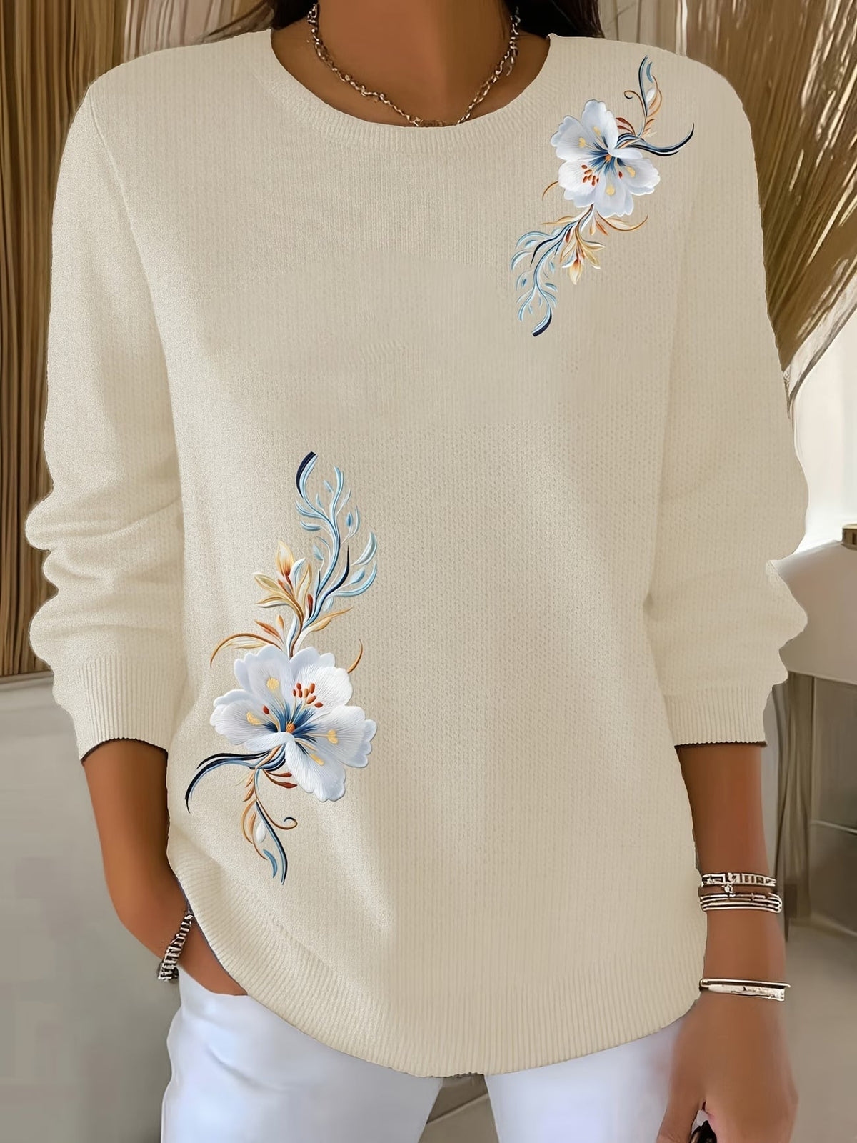 Meyla Floral Long Sleeve Sweater - Nora & Rose Maine, view 5