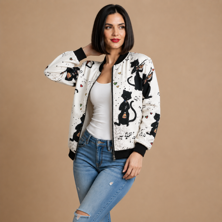Casual Floral Print Bomber Jacket - Nora & Rose Maine, view 2