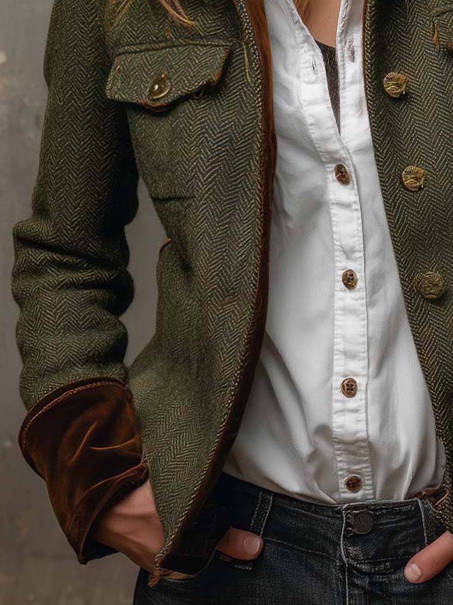 Olive Herringbone