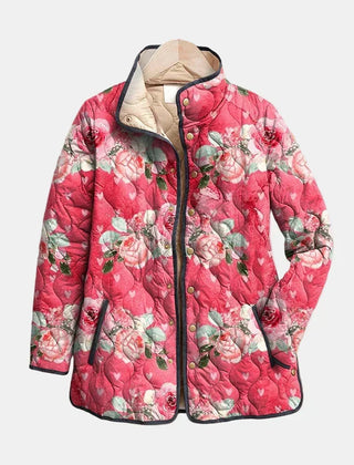 Freya Charming Pink Floral Print Quilted Jacket - Nora & Rose Maine