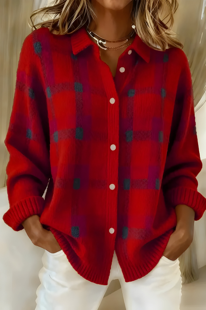 ANNA PLAID KNIT CARDIGAN - Nora & Rose Maine, view 3