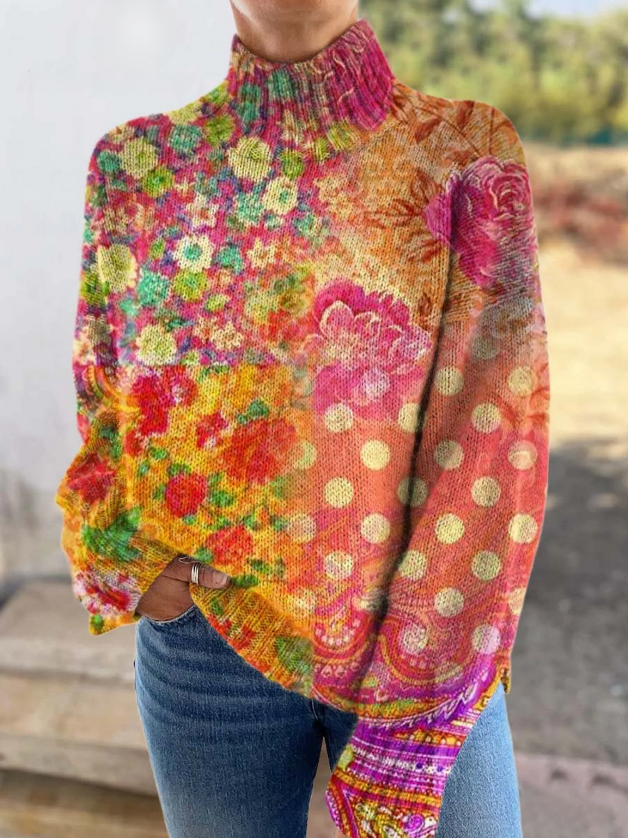 Abigail Floral Polka Dot Turtleneck - Nora & Rose Maine