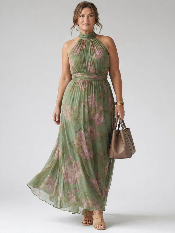 Mirelle | Gathered Halter Midi Dress