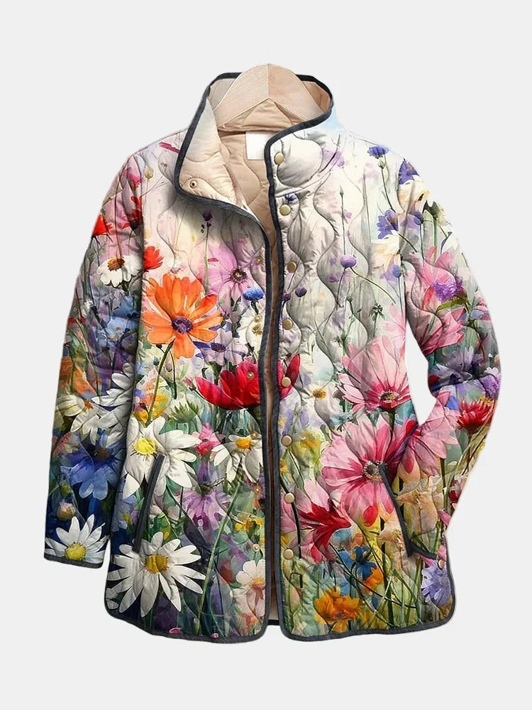 Kaia Charming Vintage Floral Print Quilted Jacket - Nora & Rose Maine