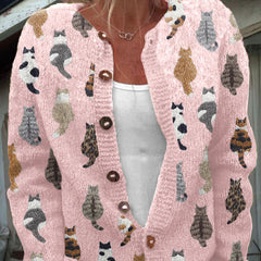 Charlotte Cozy Cat Print Cardigan - Nora & Rose Maine, view 2