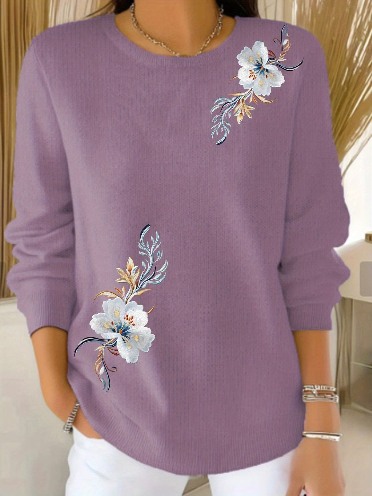 Meyla Floral Long Sleeve Sweater - Nora & Rose Maine, view 3