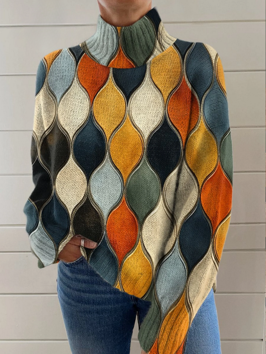 Ella Abstract Pattern Turtleneck - Nora & Rose Maine