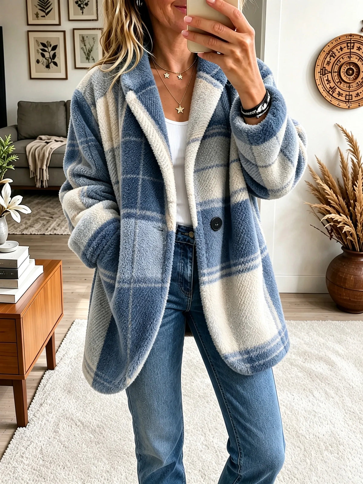 Joanne Cozy Multi-Color Plaid Coat - Nora & Rose Maine, view 8