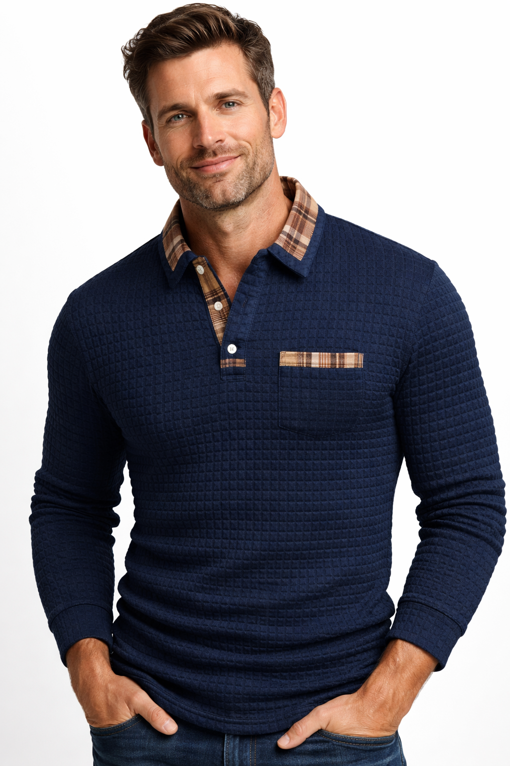 Stan | Long Sleeve Textured Polo