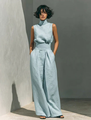 Flor Minimalist set of tank top and wide-leg pants in Soft Woven and Lightweight Woven for women - Nora & Rose Maine, view 2