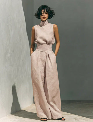 Flor Minimalist set of tank top and wide-leg pants in Soft Woven and Lightweight Woven for women - Nora & Rose Maine, view 4